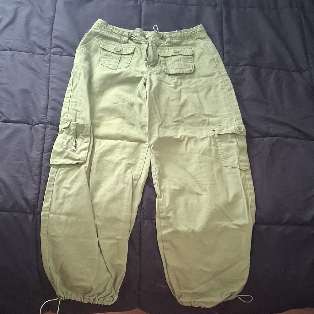 Forever 21 Olive Green Wide Leg Jeans
